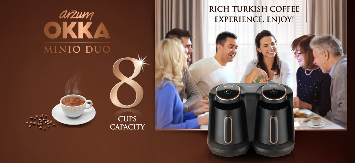 noir en plastique Arzum OK006-K OK006 OKKA Minio Duo Cafetière turque 8 tasses de café en une seule fois 
